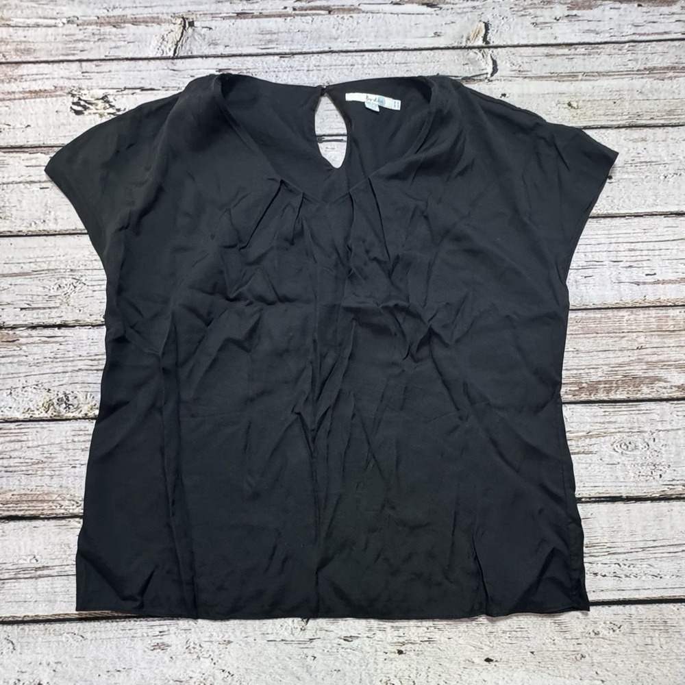 Boden Women's Top Blouse UK18 US14 Black Solid Silk Viscose Blend Basic